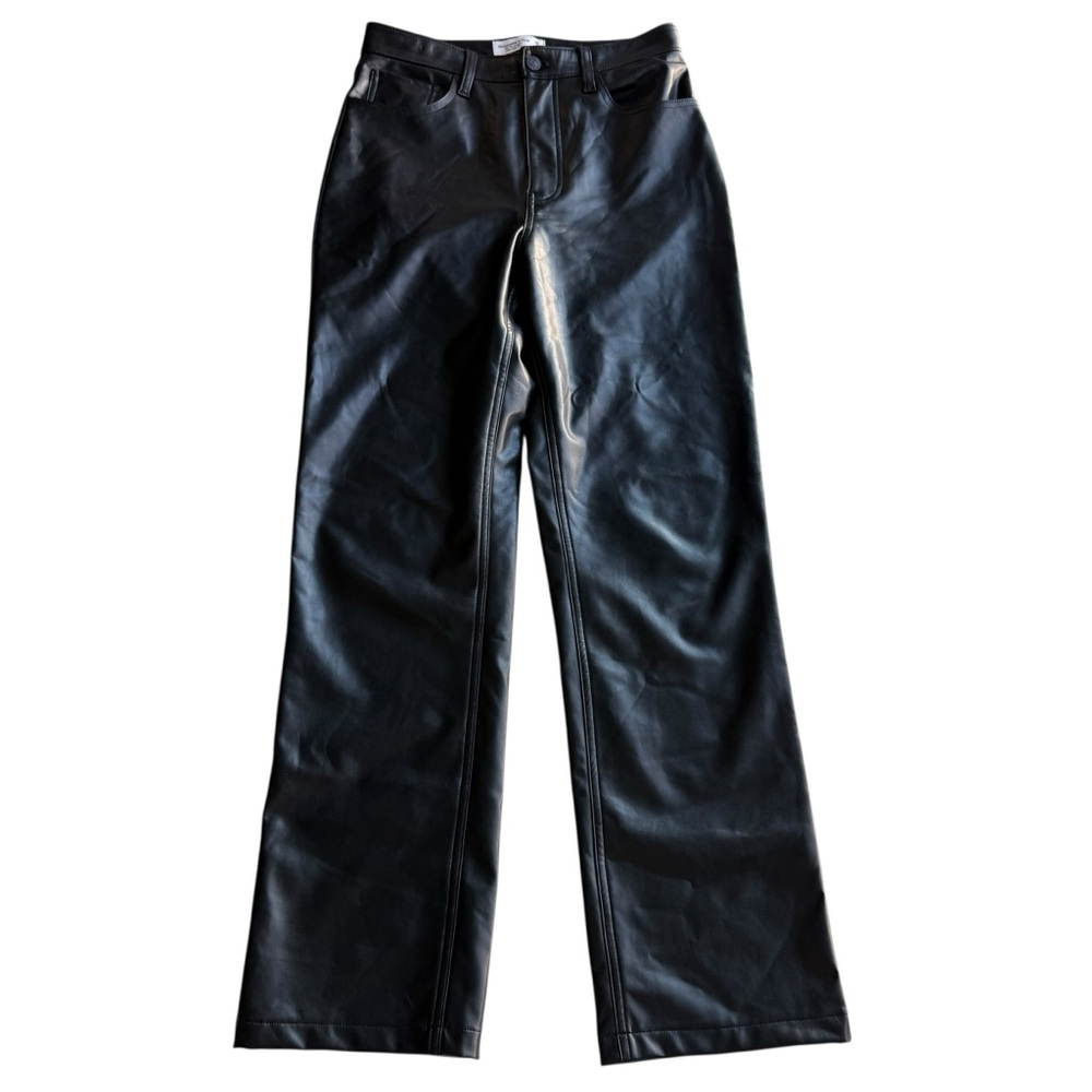 Abercrombie & Fitch Vegan Faux Leather Pant Black Size 28/6 NWOT Straight 90’s - Picture 4 of 9